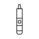 A simple black and white line drawing of a pen in vertical orientation, inspired by the sleek branding often seen at mobile smoke shops in Winter Haven, Florida.